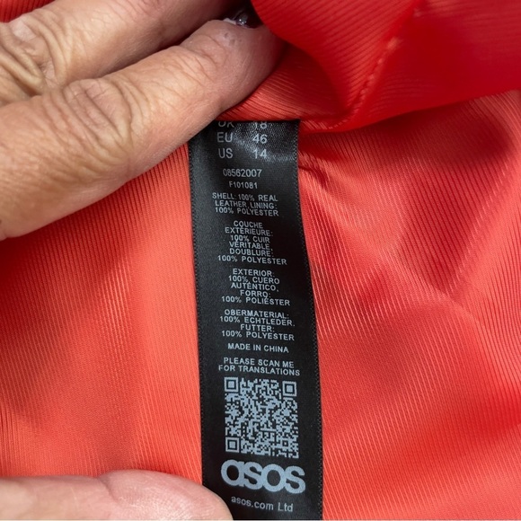 ASOS DESIGN premium Red leather waisted suit blazer size 14 - Picture 8 of 14